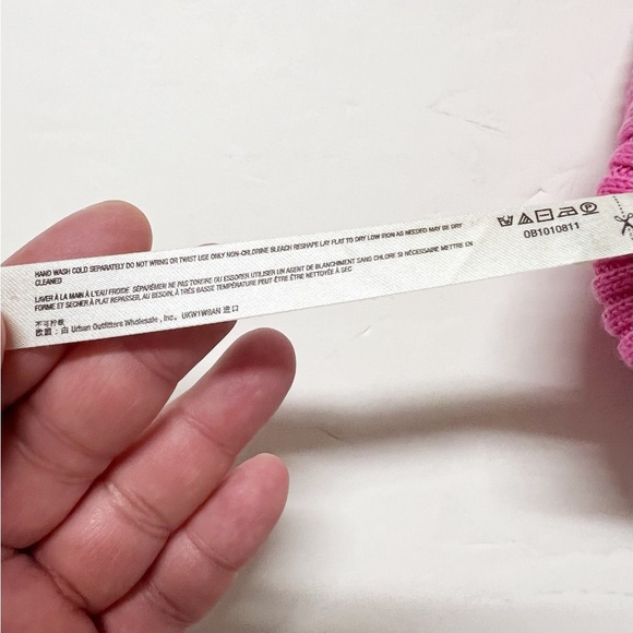 Free People Pink Outside the Lines Ribbed Oversized Slouchy Knit Cap Size OS - Picture 4 of 6